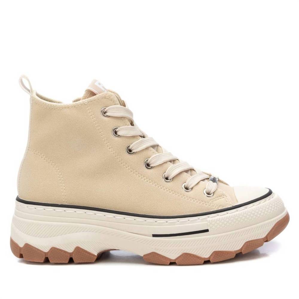 NEW XTI women's sneaker booties in beige